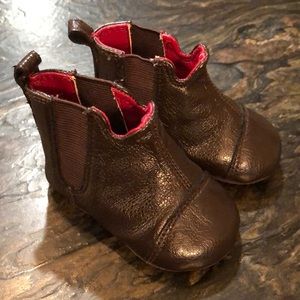 Brown Leather Baby Booties